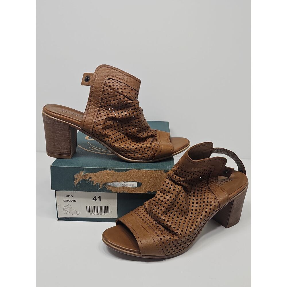 Beuno Udo Brown Perforated Cutout Leather Sandals Sz 41